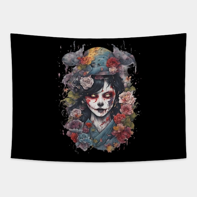 Corpse Face Reveal Tapestry by animegirlnft