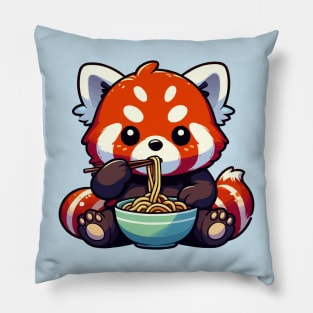 cute red panda ramen noodle holic Pillow