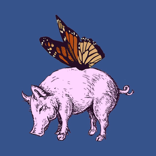 pig and butterfly, by herbertmobley