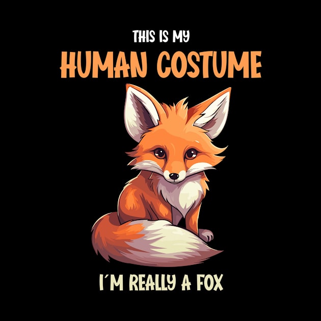 Cute Fox Halloween T-Shirt | This is My Human Costume Tee | Animal Lovers Shirt | Charming Anime Gift Idea | Easy Outfit by Indigo Lake