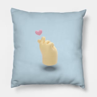 3d korean  love hand sign Pillow