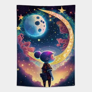 Girl and the Stars Tapestry