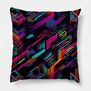 Neon lines pattern Pillow