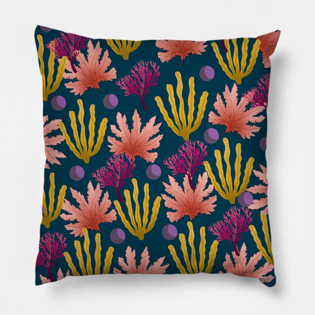 Sea Corals and weed Pillow by Pacesyte