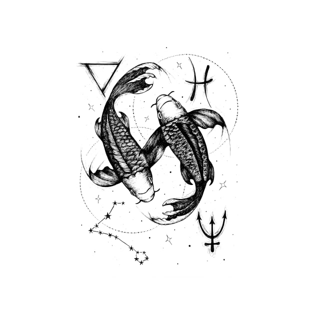 Pisces zodiac sign with symbols by EWART