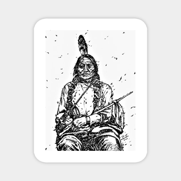 SITTING BULL ink portrait.1 Magnet by lautir