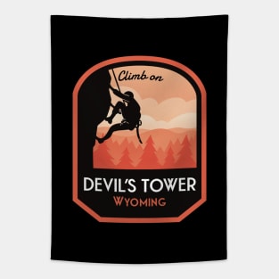 Devils Tower Wyoming Rock Climbing Tapestry