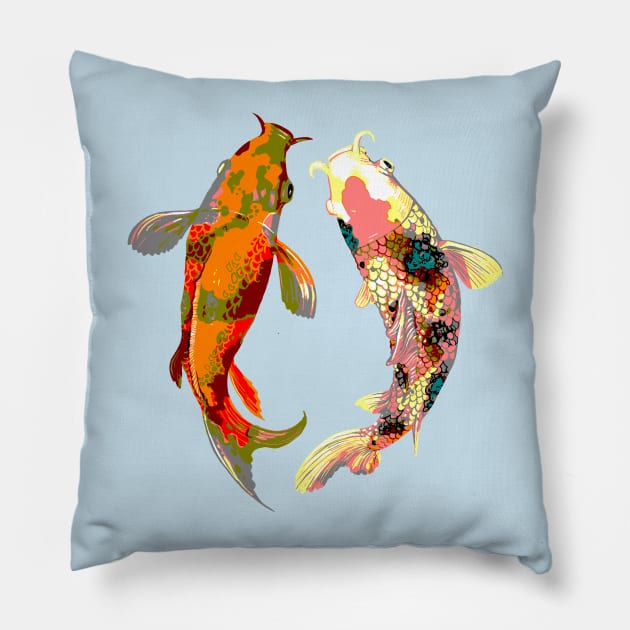Koi fish Carp Pond Japanese Aquarelle fish lovers Pillow by peter2art