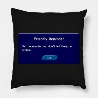 Set boundaries and don't let them be broken. Friendly Reminder. Pillow