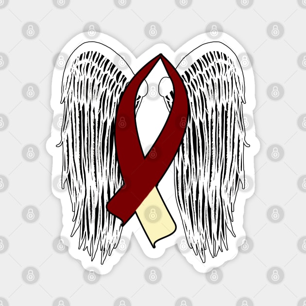 Winged Awareness Ribbon (Burgundy & Cream) Magnet by BlakCircleGirl