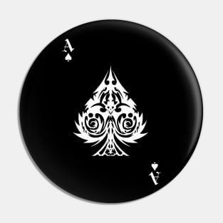 Ace Of Spades, white ink Pin