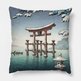 Snow in Miyajima by Tsuchiya Koitsu Pillow