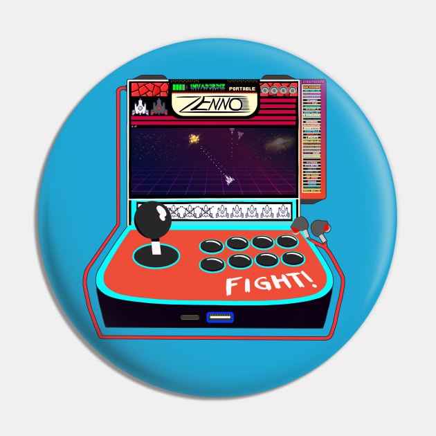 Invad3rDiz Retro Zenno Arcade Pin by Invad3rDiz