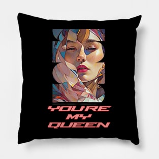 You're my Queen (pastel geometric shapes woman's face) Pillow