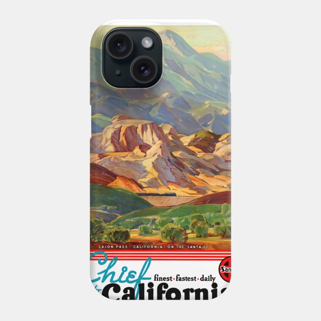 Vintage Travel Poster USA The Chief to California Phone Case by vintagetreasure