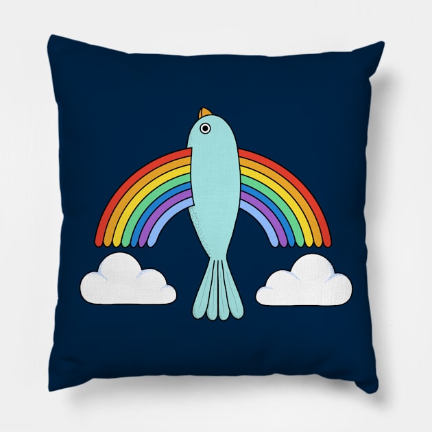 Rainbow Bird Pillow by coffeeman