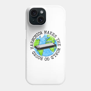 Harmonica Makes The World Go Round, Hamonicist Earth Day Phone Case