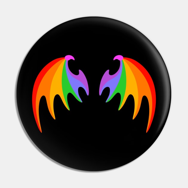 BACK PRINT - Rainbow Dragon Bat Wings Pin by dreambeast.co