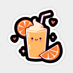 Cute Orange Milkshake Ice Cream in Kawaii Style with Orange Slices | Kawaii food Magnet