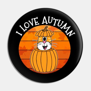 I Love Autumn Cat Pumpkin Fall Thanksgiving Pin