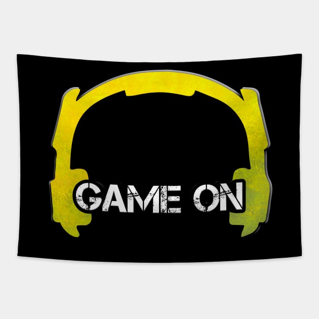 Headphones - Gamer - Graphic Gaming - Video Game Lover - Gold Yellow Tapestry by MaystarUniverse