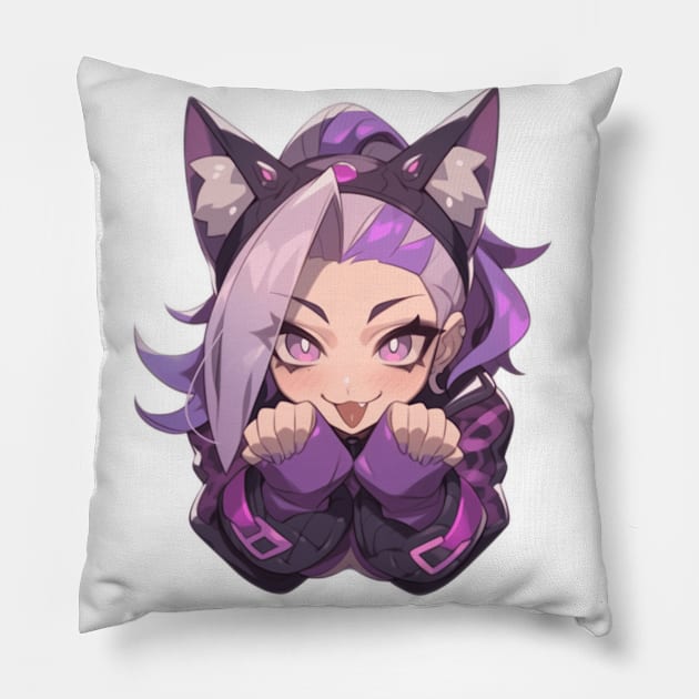 Purple Cat Girl Pillow by Lillycat