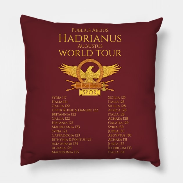 Emperor Hadrian World Tour Ancient Roman Empire History Pillow by Styr Designs