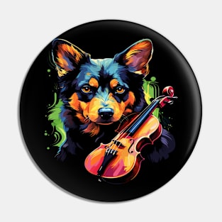 Australian Kelpie Playing Violin Pin