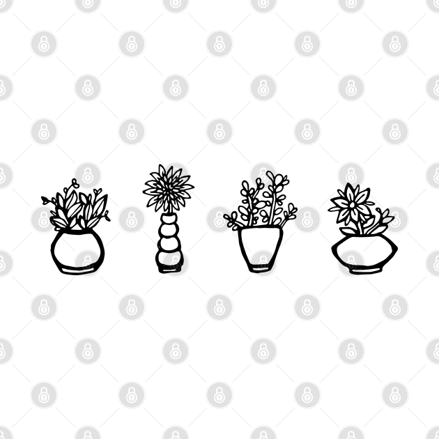 Discover Flower Pots Doodles - Flower - T-Shirt