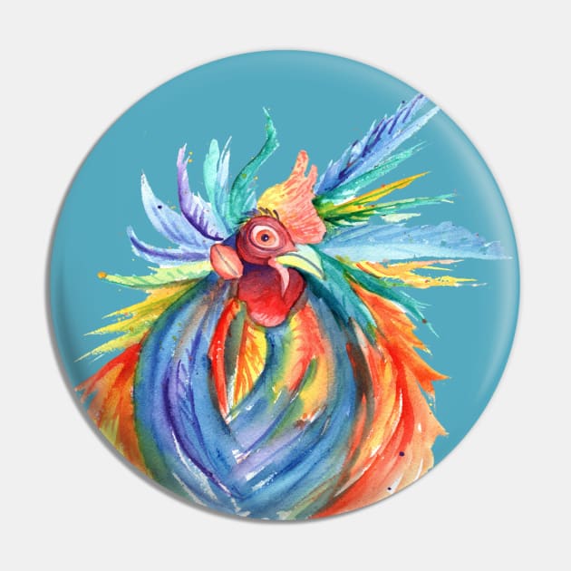 Crazy Kauai Rooster Pin by KauaiArtist