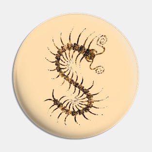 Black on Yellow Ornate Centipede Pin