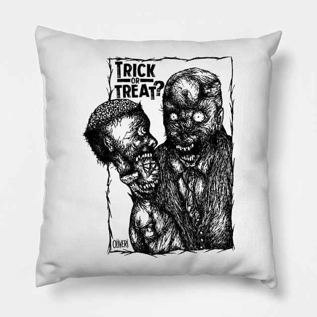 Trick or treat Pillow by peteoliveriart