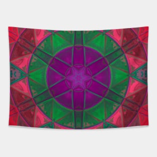 Mosaic Kaleidoscope Flower Purple Green and Pink Tapestry