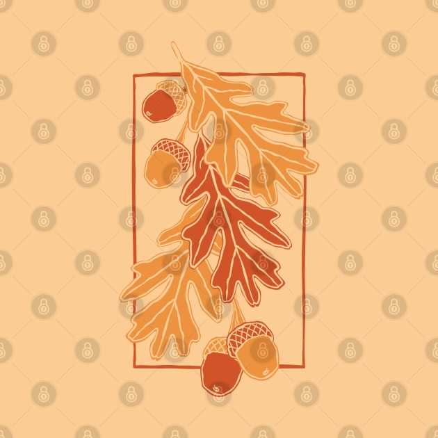 Autumn oak leaves and acorns pattern (Warm autumn colors) by lents