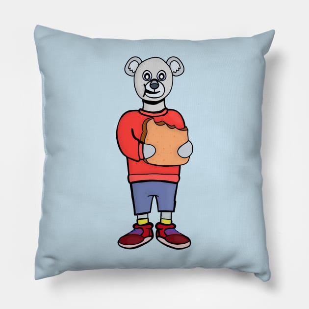 A Cute Bear Eating Bread Pillow by DiegoCarvalho