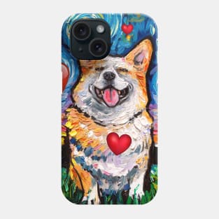 Smiling Corgi Night with hearts Phone Case