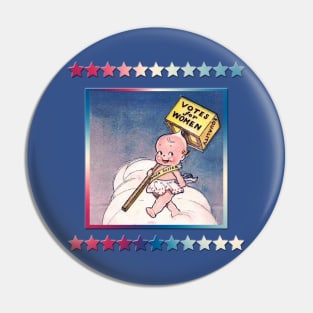 Kewpie Votes For Women With Red, White And Blue Stars Pin