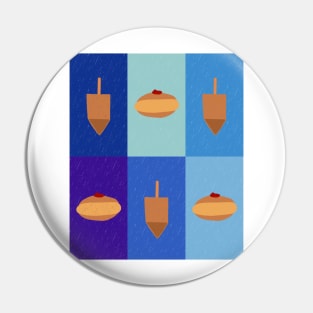 D&amp;D - Doughnuts and Dreidels Blue Grid Pin