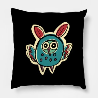 Short and Blue Simple Owl Illustration Pillow