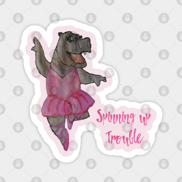 Spinning up Trouble - Hippo Magnet by ABY_Creative