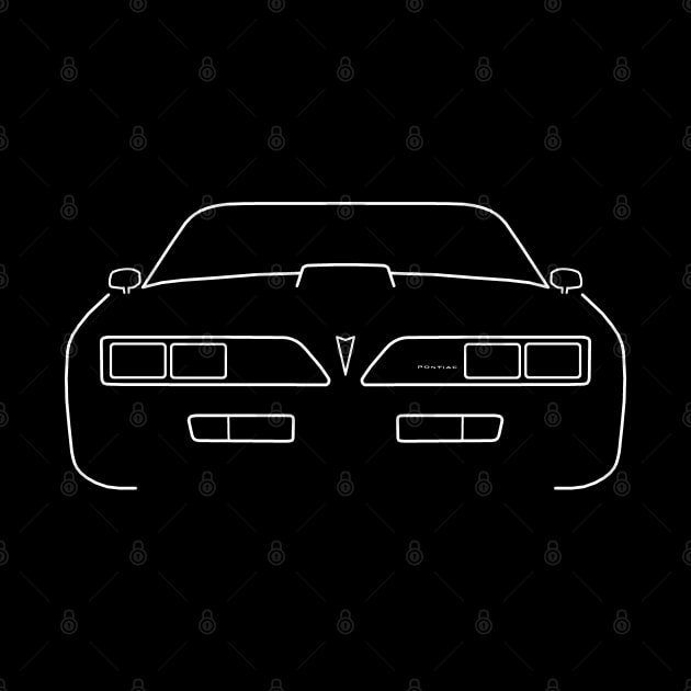 Pontiac Firebird 1977 classic car outline graphic (white) by soitwouldseem