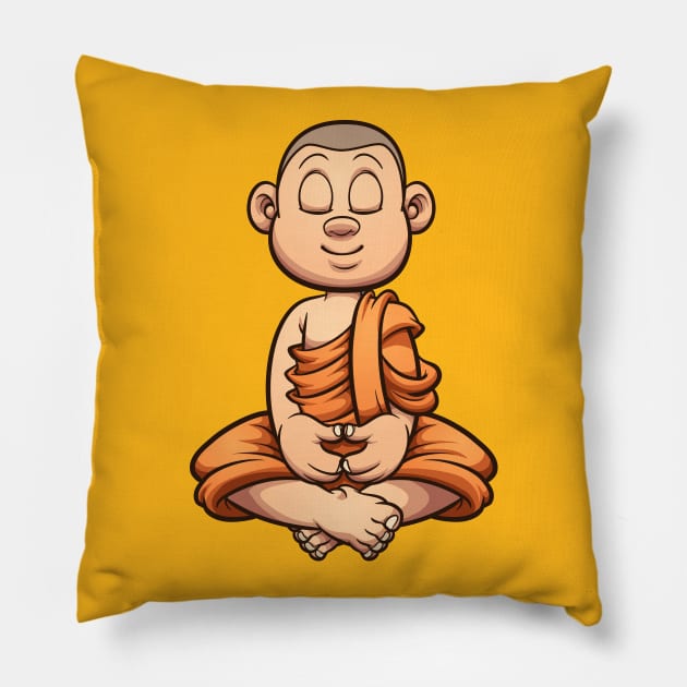Buddhist monk Pillow by memoangeles