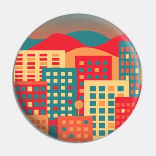 Warm colors illustration of a cityscape at night Pin