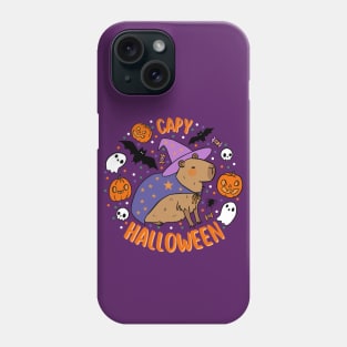 Happy Halloween a cute Funny wizard capybara Phone Case
