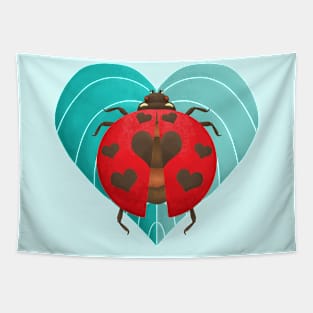 Ladybug with Heart pattern on Wing Tapestry