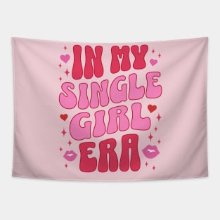 In My Single Girl Era Cute Retro Aesthetic Funny Valentines Day Back Print Tapestry