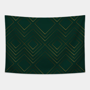 Christmas elegant pattern geometric green gold Tapestry