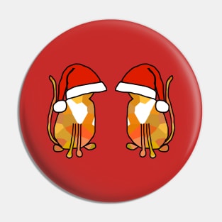 Pair of Ginger Cats in Christmas Santa Hats Pin