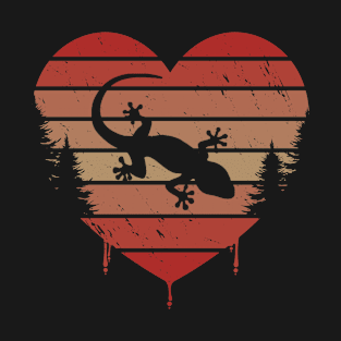 Cute Red Vintage Heart Leopard Geckos Valentine day Love Gift Idea T-Shirt