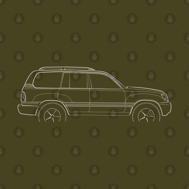 1998 Toyota Land Cruiser J100 - profile stencil, white by mal_photography